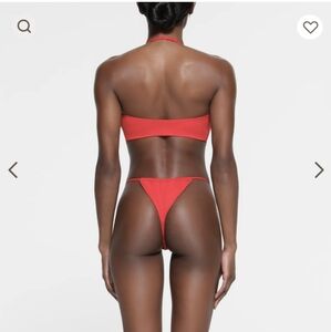 Skims Signature Swim Thong Bottom and Halter Bikini Top Limited Edition Ruby XL